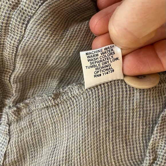 FLAX Size M Grey Button-Front Jacket Linen Pockets V-Neck - Picture 13 of 13